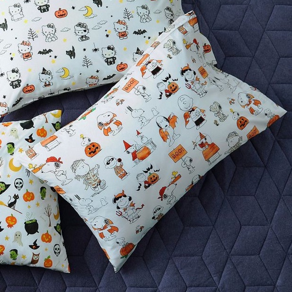New Pottery Barn Peanuts Snoopy and Friends Halloween organic Pillowcase, #1